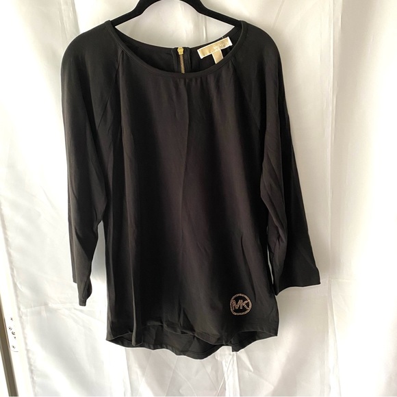 Michael Kors Top black gold stud logo and back zipper. SZ XL.  NWOT. Very soft - Picture 10 of 13